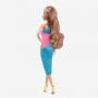 Barbie Looks #17 Doll, Brunette, Color Block One-Shoulder Midi Dress