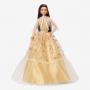 2023 Holiday Barbie Doll, Seasonal Collector Gift, Golden Gown And Black Hair