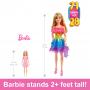 Large Barbie Doll, 28 Inches Tall, Blond Hair And Rainbow Dress