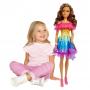 Large Barbie Doll, 28 Inches Tall, Blond Hair And Rainbow Dress (latin)