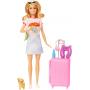 Barbie Doll And Accessories, Travel Set With Puppy