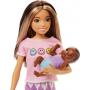 Barbie Dolls And Accessories, Skipper Doll With Baby Figure And 5 Accessories, Babysitters Inc. Playset