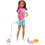 Barbie Toys, Skipper Doll And Dog Walker Set With Puppy And Accessories, First Jobs
