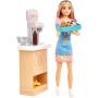 Barbie Skipper Doll and Snack Bar Playset with Color-Change Feature and Accessories First Jobs