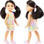Barbie Chelsea Doll, Small Doll Wearing Removable Plaid Dress With Black Hair & Brown Eyes