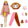 Barbie Dolls and Accessories, Cutie Reveal Doll with Monkey Plush Costume & 10 Surprises Including Color Change, Jungle Series