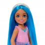 Royal Chelsea Barbie Doll With Blue Hair, Colorful Printed Skirt