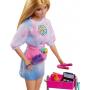 Barbie “Malibu” Stylist Doll & 14 Accessories Playset, Hair & Makeup theme With Puppy & Styling Cart