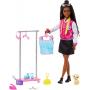 Barbie “Brooklyn” Stylist Doll & 14 Accessories Playset, Wardrobe theme With Puppy & Clothing Rack