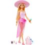 Blonde Barbie Doll With Swimsuit And Beach-themed Accessories