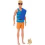 Ken Doll With Surfboard, Poseable Blonde Barbie Ken Beach Doll