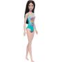 Beach Barbie Doll With Black Hair Wearing Tropical Blue Swimsuit