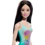 Beach Barbie Doll With Black Hair Wearing Tropical Blue Swimsuit