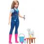 Barbie 65th Anniversary Doll & 10 Accessories, Farm Veterinarian Set with Blonde Vet Doll, Lamb with Moving Ears & More