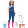 Barbie 65th Anniversary Doll & 10 Accessories, Farm Veterinarian Set with Blonde Vet Doll, Lamb with Moving Ears & More