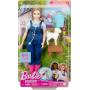 Barbie 65th Anniversary Doll & 10 Accessories, Farm Veterinarian Set with Blonde Vet Doll, Lamb with Moving Ears & More