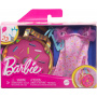 Barbie Premium Pink Doughnut Fashion Bag, Pink Dress, Orange Heels, and Accessories