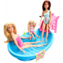 Barbie Doll And Pool Playset, Brunette With Pool, Slide, Towel And Drink Accessories