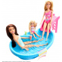 Barbie Doll And Pool Playset, Brunette With Pool, Slide, Towel And Drink Accessories