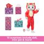 Barbie Cutie Reveal series 6 doll kitten in a plush red panda costume