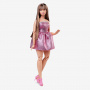 Barbie Looks #24 doll (with Brown Hair and Modern Y2K Fashion, Shimmery Pink Strapless Dress with Peep-Toe Heels)