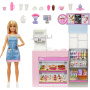 Barbie Coffee Shop Playset with Blonde Barista Doll & 12+ Accessories Including Coffee-Smoothie Maker, Food, Cups & More