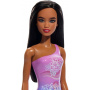 Beach Barbie Doll With Dark Brown Hair Wearing Tropical Purple Swimsuit