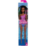 Beach Barbie Doll With Dark Brown Hair Wearing Tropical Purple Swimsuit