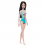 Beach Barbie Doll With Black Hair Wearing Tropical Blue Swimsuit