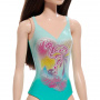 Beach Barbie Doll With Black Hair Wearing Tropical Blue Swimsuit