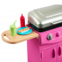 Barbie World Barbecue Grill Playset with 7 Dollhouse Accessories, Including a Grill with Working Lid and Food