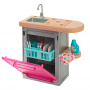 Barbie World Dishwasher Toy Set with 9 Dollhouse Kitchen Accessories Including Dishes, Drying Rack and More