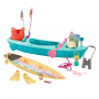 Barbie World Kayak and Surf Playset with 17 Camping Accessories, Including Kayak, Boat, Surfboard and More, Multicolor, 12.17 inches