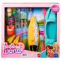 Barbie World Kayak and Surf Playset with 17 Camping Accessories, Including Kayak, Boat, Surfboard and More, Multicolor, 12.17 inches