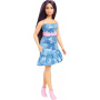 Barbie Fashionistas Doll #231 with Purple Hair, Wearing Strapless Denim Butterfly-Print Dress with Pink Belt and Boots