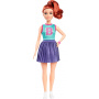 Barbie Fashionistas Doll #232 with Red Hair, Wearing Sporty “B” Jersey Top and Pleated Purple Skirt with Watch and Sneakers