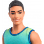 Barbie Fashionistas Ken Doll #236 with Black Hair, Wearing Blue and Green Ombre Tank with Jean Shorts and Silver Sneakers