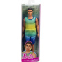 Barbie Fashionistas Ken Doll #236 with Black Hair, Wearing Blue and Green Ombre Tank with Jean Shorts and Silver Sneakers