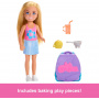 Barbie Family & Friends Cupcake Baking Backpack Blonde Chelsea Doll, Wearable Backpack with Baking Play Pieces