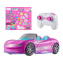 Hot Wheels Barbie Convertible Remote Control Car, pink remote-controlled toy car with capacity for two Barbie dolls, with opening trunk and sticker sheet to customize it