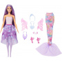 Barbie Fashion Fantasy Pack Doll with Clothes and Accessories, Doll with 8 accessories, such as mermaid tail, fairy wings, royal necklaces, shoes and more than 10 looks