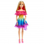 Large Barbie Doll, 28 Inches Tall, Blond Hair And Rainbow Dress