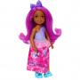 Royal Chelsea Barbie Doll With Pink Hair, Colorful Printed Skirt