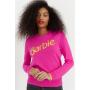 Pink Wool-Cashmere Barbie Slogan Sweater