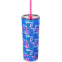 Dragon Glassware x Barbie Dream Big Tumbler, Stainless Steel Vacuum Insulated Travel Tumbler, Comes with Lid, Pink & Blue Straws, Keeps Drinks Hot Or Cold, Dishwasher Safe, Fits in Cup Holders, 24 oz