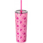 Dragon Glassware x Barbie Style Icon Tumbler, Stainless Steel Vacuum Insulated Travel Tumbler, Comes with Lid, Pink & Clear Straws, Keeps Hot Or Cold, Dishwasher Safe, Fits in Cup Holders, 24 oz