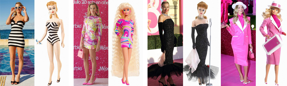 Comparison of looks of Margot Robbie vs Barbie